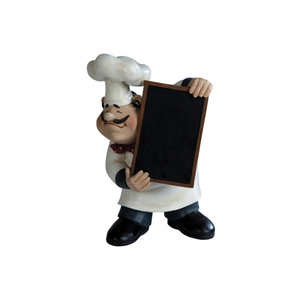 Résine chef figurine tenant cuisine Tableau noir