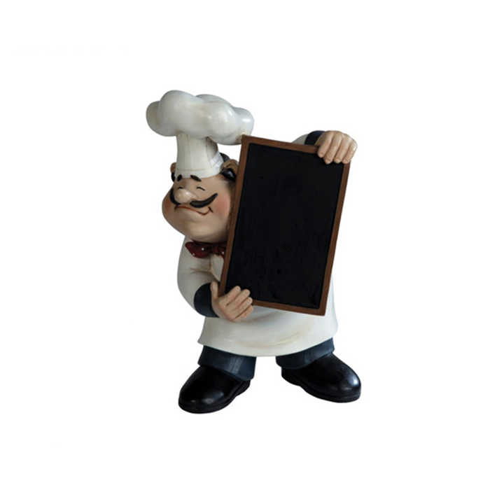 Holding Cooking Menu Chalkboard Resin Chef Figurine Kitchen Decor