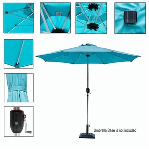 Sombrilla de <span class=keywords><strong>Patio</strong></span> de Aluminio de Lujo de 10 Pies con Energía Solar, 32 Luces LED, con Cargador USB para Teléfono, Acabado Anodizado - Product Image 4