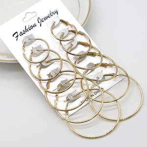 Mode 6 paires/<span class=keywords><strong>carte</strong></span> boucles d'oreilles créoles à la mode pour les femmes en gros N240476 - Product Image 4