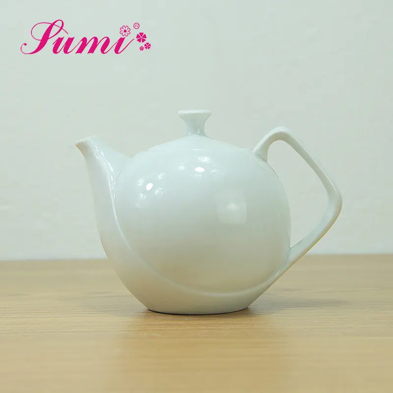 MOQ 200อุปทานจีนขายส่งโรงแรมร้านอาหารสีขาวกาน้ำชาเป็นกลุ่มราคาถูกกาน้ำชาเซรามิก