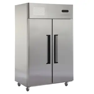 Réfrigérateur congélateur vertical commercial à deux portes en acier inoxydable de 1020 litres avec commande numérique pour cuisine de restaurant - Product Image 1