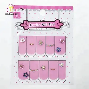 OEM Custom Korea Flower Self klebstoff Gel Rhinestone 3D Nail Art Wraps Finger Decoration Decal Sticker