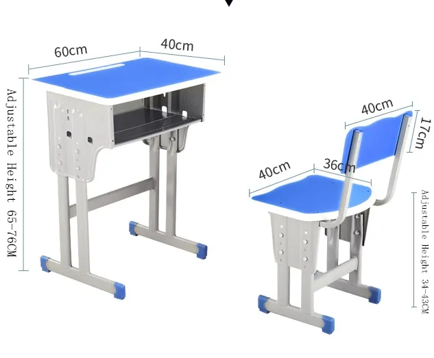 ベンチ付きスクールデスク学生用デスク調節可能なシングルスクールデスク