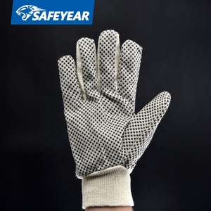 Guantes de trabajo con revestimiento de lona y algodón para la industria, manoplas negras de 8OZ, de PVC - Product Image 1