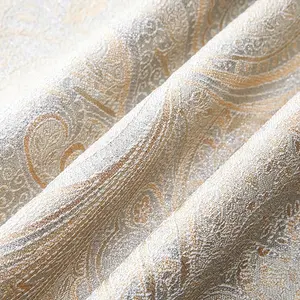 High Quality Cheap Metallic Polyester Custom Woven Jacquard Sofa Bed Fabric With Ivory Cream Plain color Sofa Fabric