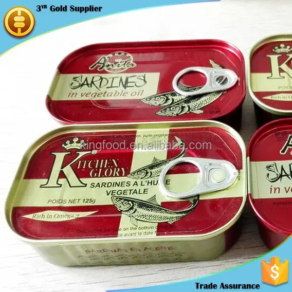 Bulk sardine in grado di in olio oceano sardine pesce in lattina con etichetta OEM
