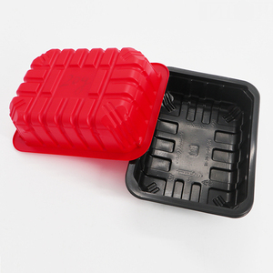 Vỉ phân hủy sinh học tươi siêu thị màu Đen/Đỏ <span class=keywords><strong>PP</strong></span> Pet nhựa dùng một lần đông lạnh thịt khay thực phẩm Trái Cây container bao bì hộp - Product Image 4