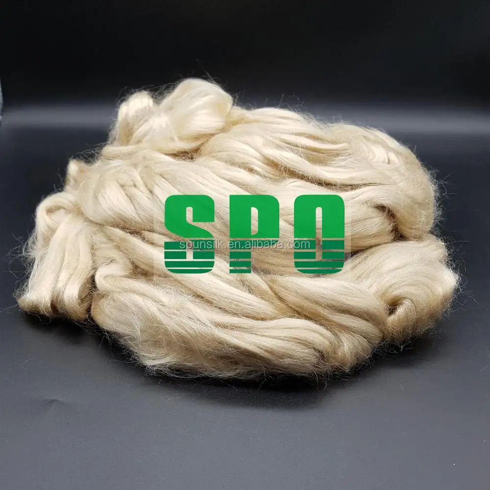 Banana crua A1 grau de fibra de seda tussah tira de seda mistura com fibra de algodão lã tencel