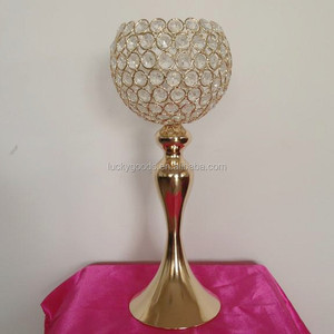 LDJ1087 Gold Cyrtstal Centerpiece Vase Candlestick Candle Holder for Wedding <strong>Table</strong> <strong>Top</strong> <strong>Decoration</strong> - Product Image 5