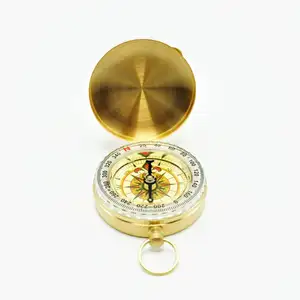 Brújula de cobre al por mayor, brújula de reloj de bolsillo de 50g con cubierta luminosa