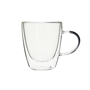 Tazza <span class=keywords><strong>da</strong></span> tè <span class=keywords><strong>in</strong></span> <span class=keywords><strong>vetro</strong></span> <span class=keywords><strong>borosilicato</strong></span> a doppia parete fatta a mano <span class=keywords><strong>da</strong></span> 300ml per Cappuccino Latte con manico - Product Image 5