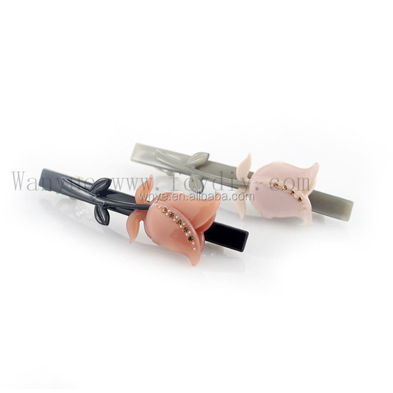 Заколки для волос из ацетата в виде цветка розы со стразами оптом