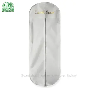 Beyaz dokumasız malzeme gelinlik elbise çantası kapağı/kıyafet depolama konfeksiyon çanta kapağı