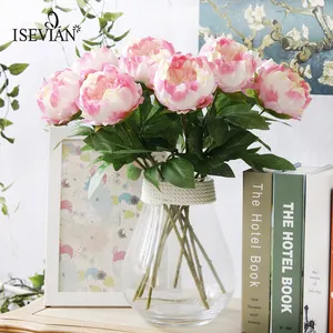 ISEVIAN Groothandel Single Stem Pioen Bloemen Mini Zijden Bloemen Pioen voor Bruiloft Tafel Decoratie