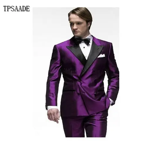 New Stylish Purple Double Breasted Wedding Men Suit WF759