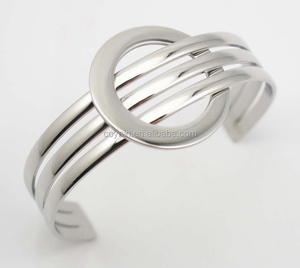 De moda 316l pulsera de acero inoxidable personalizada de fábrica abierto plata brazalete