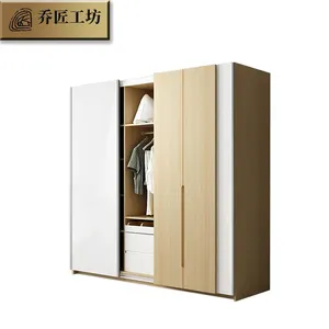 تصميم بسيط خزانة غرفة نوم خشب خزانة لتخزين الملابس خزانة