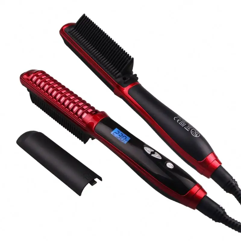 Hair Bifurcation Black And Red Ceramic Comb Electric Hair Straightening Fast Hair Straightener Brush