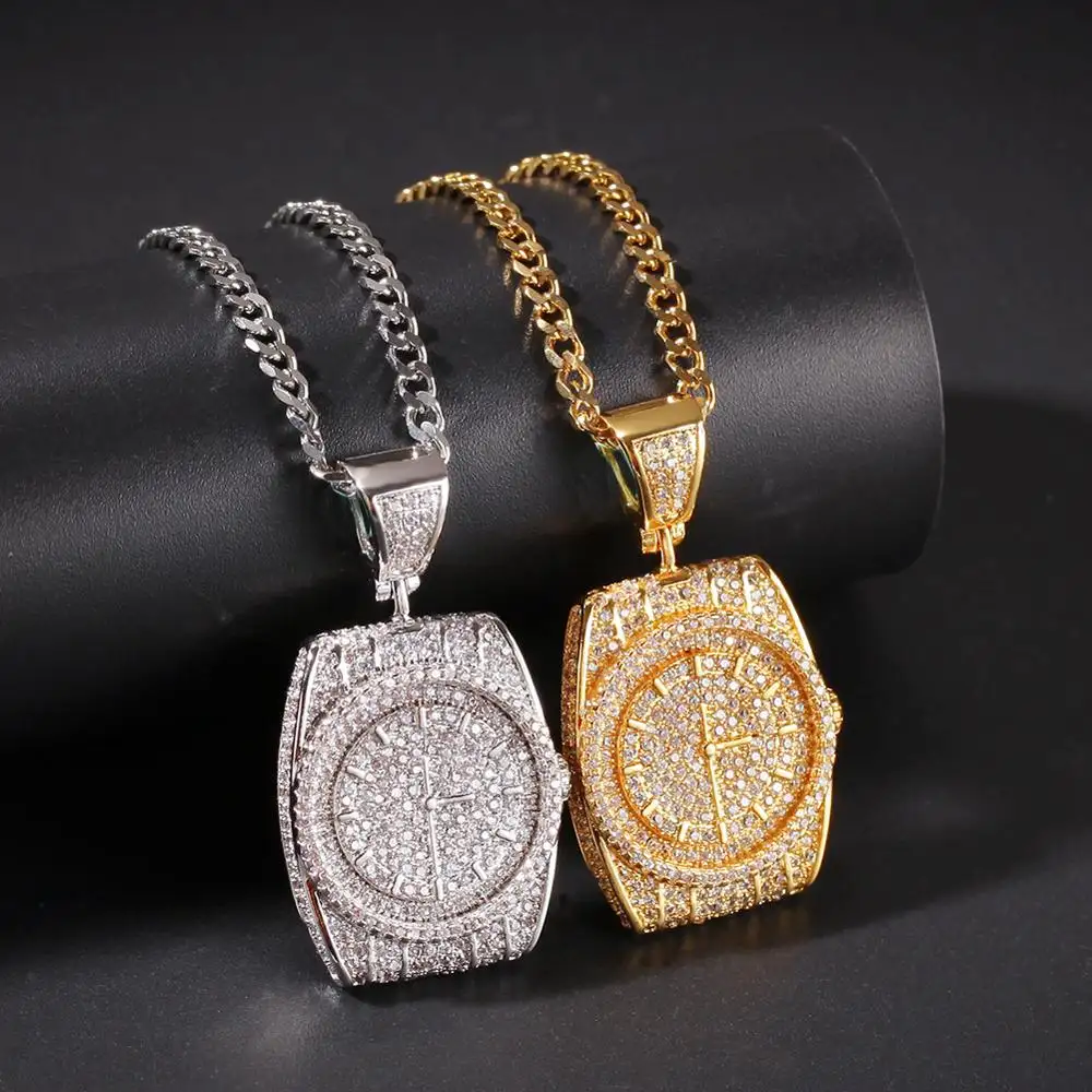2019 NEW High quality clock dial pendant hiphop jewelry Hip hop necklace