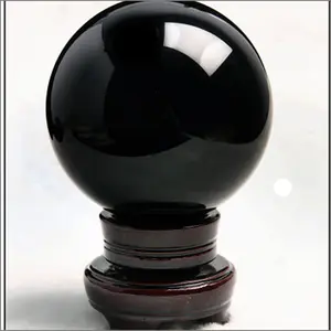 Natural black obsidian sphere large crystal ball healing stone