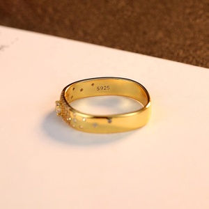 CZCITY Gold Plated Jewelry 18K Filled <strong>Chunky</strong> Geometric Wedding Woman S925 Sterling <strong>Silver</strong> Cz Band <strong>Ring</strong> - Product Image 6