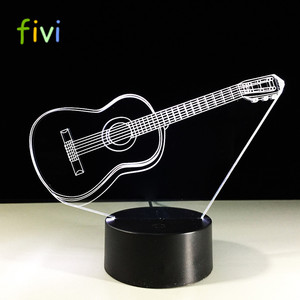 3D Lamba Gitar 7 Renk Led Gece Lambaları Çocuklar için Dokunmatik Led USB Masa Lampara Lampe Bebek Uyku Işıkları hareket Sensörü