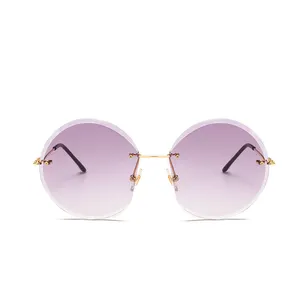 10035 Super hot Eyewear Fashion Runde randlose Sonnenbrille Frauen Übergroße Sonnenbrille