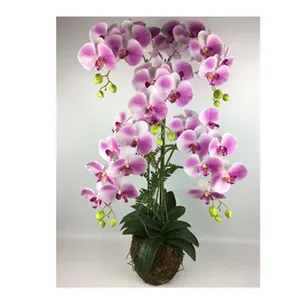 Nuovo Tessuto Artificiale Fiore di Orchidea per la Casa Decorazione Fiori Decorativi e Corone Elegante e Fashional di Cerimonia Nuziale Bianco con Rosa
