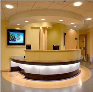 Bancone <span class=keywords><strong>Reception</strong></span> Moderno per Salone e <span class=keywords><strong>Ufficio</strong></span> con Design a Parete Posteriore, Scrivania <span class=keywords><strong>Reception</strong></span> per Arredamento Alberghiero - Product Image 2