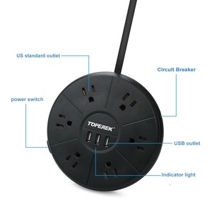Travel Power Strip With <strong>Surge</strong> <strong>Protector</strong> Portable Charging 3 USB Electrical <strong>Socket</strong> for Home/Office/Business Trip/Hotels - Product Image 4