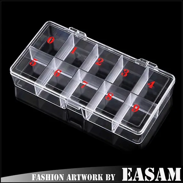 nail tips art transparent empty plastic box for nail salon can hold 500pcs nail tips