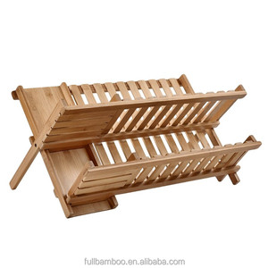 <span class=keywords><strong>Escurridor</strong></span> de Platos y Organizador de Utensilios de Bambú Multifuncional de Doble Nivel <span class=keywords><strong>Plegable</strong></span> para Encimera - Product Image 3
