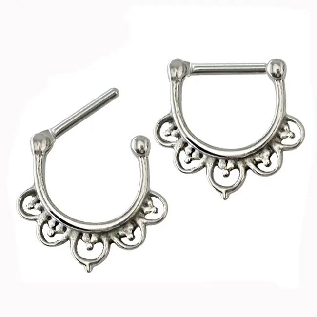 La India estilo de moda de la joyería las mujeres las niñas anillos de nariz aros 16g tabique de la nariz Piercing hecho Clicker tabique anillo