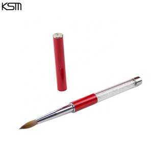 Spazzola acrilica per unghie piatte con manico in metallo con decorazione di strass per capelli Kolinsky OEM professionale 100% - Product Image 2
