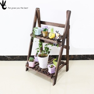 De dos pisos de alta calidad al aire libre de madera maceta estante, jardín de flores de estante de madera con precios más bajos - Product Image 2
