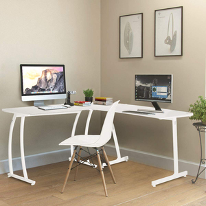 <span class=keywords><strong>Mesa</strong></span> de trabajo de <span class=keywords><strong>estudio</strong></span> con forma de L, escritorio de ordenador de vidrio <span class=keywords><strong>templado</strong></span>, esquina blanca - Product Image 3