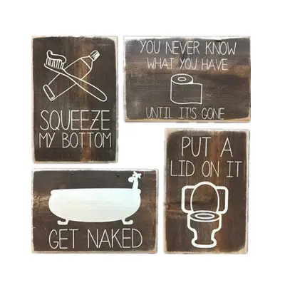 Wooden vintage home decoration bathroom and livingroom wall signs