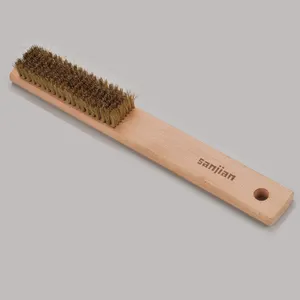 5-12 Row wire brush copper with beech wooden handle SJIES208