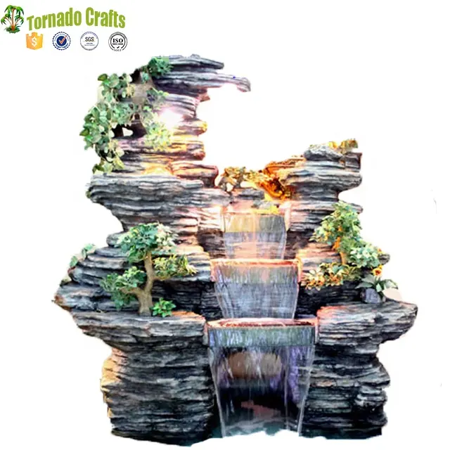 Fonte de cachoeira artificial em fibra de vidro, fonte de cascata de pedras externas e internas 2017