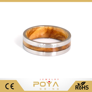 POYA Joyería Hecha En China de Joyería de Moda Anillo Al Por Mayor de 8mm De Madera Con Incrustaciones de Metal de Tungsteno Alianzas de Boda Para Los Amantes - Product Image 1