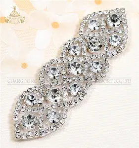 Hot sale beautiful fashion design rhinestone applique and top quality crystal applique for Bridal Sash