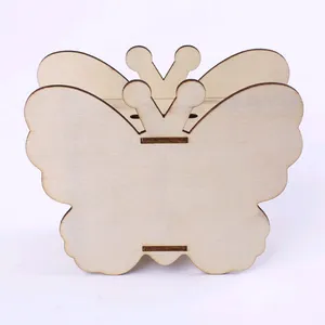 wood piggy bank for kids DIY wood laser cut butterfly