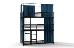 <span class=keywords><strong>Letto</strong></span> a Castello <span class=keywords><strong>Triplo</strong></span> JZD in Ferro Battuto Resistente King Size con Armadietto per Scuola - Product Image 5