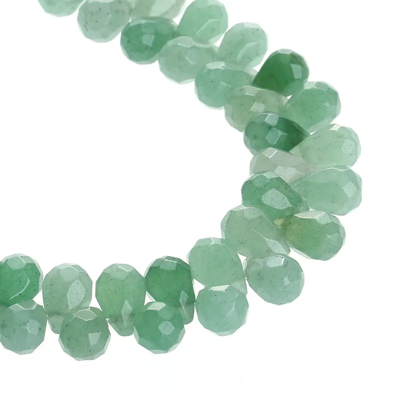 Faceted Stone Beads Natural Green Aventurine Stone Beads Drop Shape Jade Beads Faceted Gemstone Bead