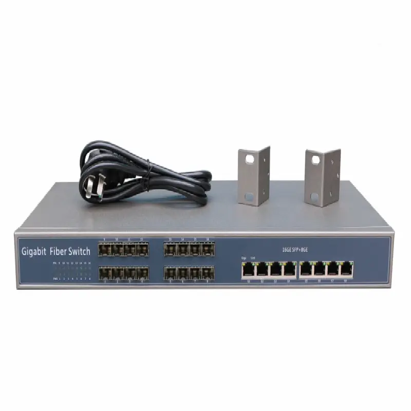 16 Port Gigabit Glasfaser SFP Switch mit 8 Port 10 100 1000m RJ45 Uplink