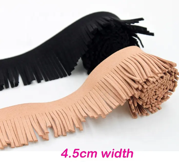 ขายส่งหนัง Fringe Trim สำหรับรองเท้าและกระเป๋าหนังนิ่มหนัง Fringe สำหรับเสื้อผ้า