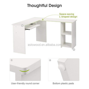 <span class=keywords><strong>Bureau</strong></span> d'angle pour ordinateur en forme de L, poste de travail moderne pour la maison ou le <span class=keywords><strong>bureau</strong></span>, avec <span class=keywords><strong>plateau</strong></span> coulissant silencieux pour clavier et 2 étagères - Product Image 5