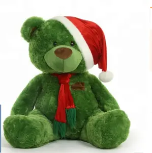 OEM Stuffed ASTM CPSIA Audited Plush Green Giant Teddy Bear for Kids/Plush Christmas Teddy bear with T shirt and Hat