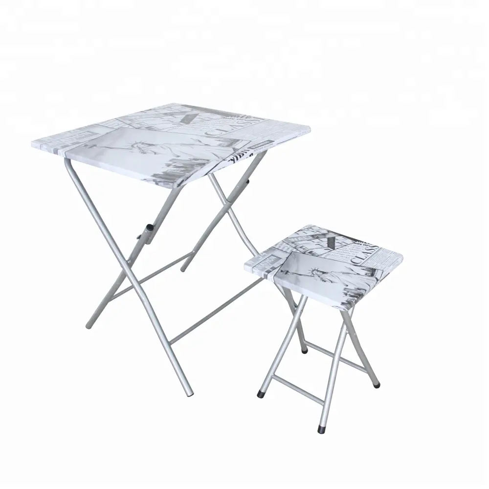 Easy folding wood table and chair metal frame folding table sets